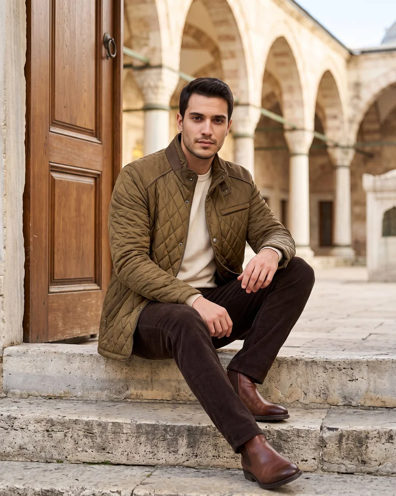 Olive Quilted Jacket - Outerwear by Savas Textile