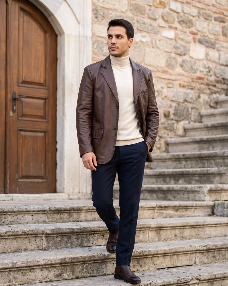 Brown Leather Jacket - Premium Turkish Leather Jackets by Savas Textile