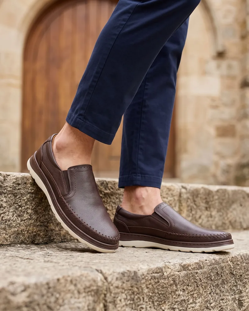 Brown Leather Loafers - Shoes by Savas Textile