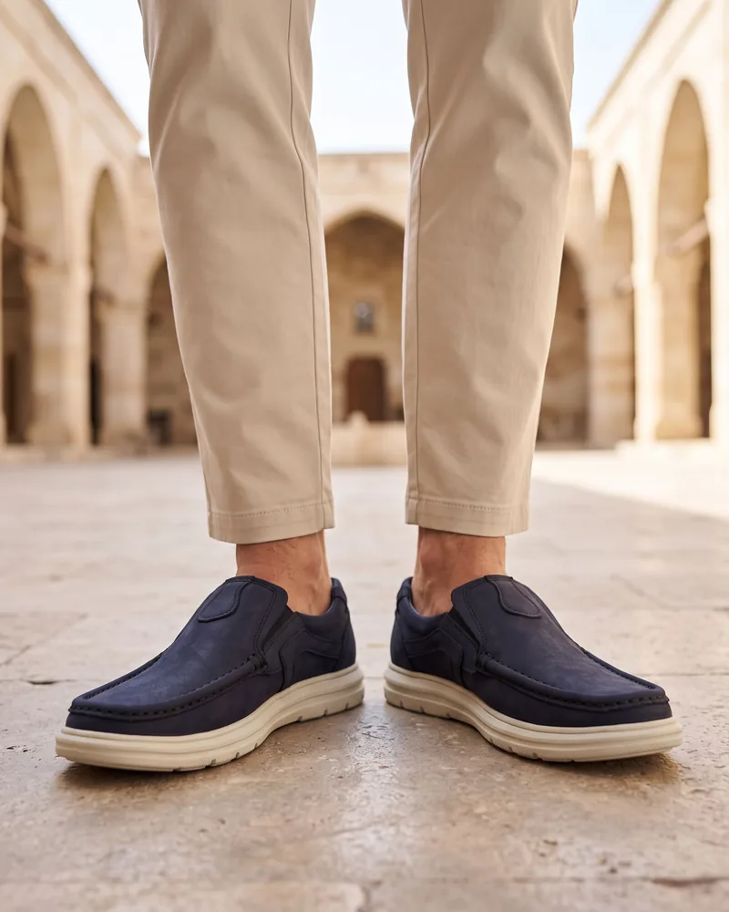 Navy Nubuck Loafers - Shoes by Savas Textile