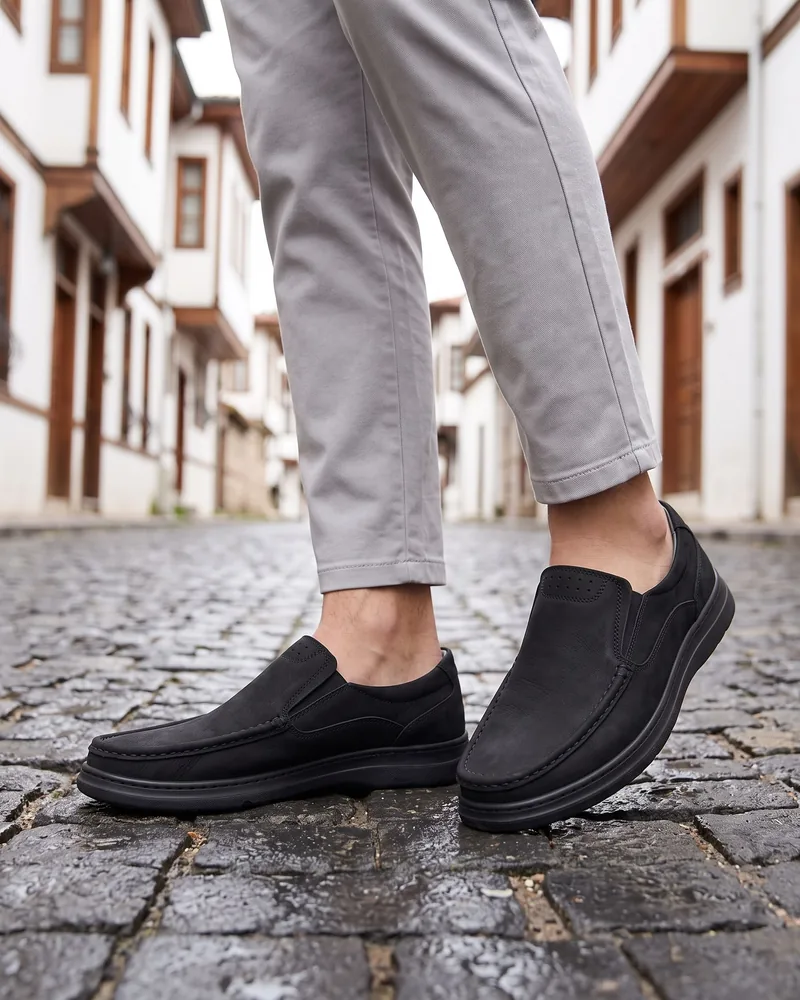 Black Nubuck Loafers - Shoes by Savas Textile