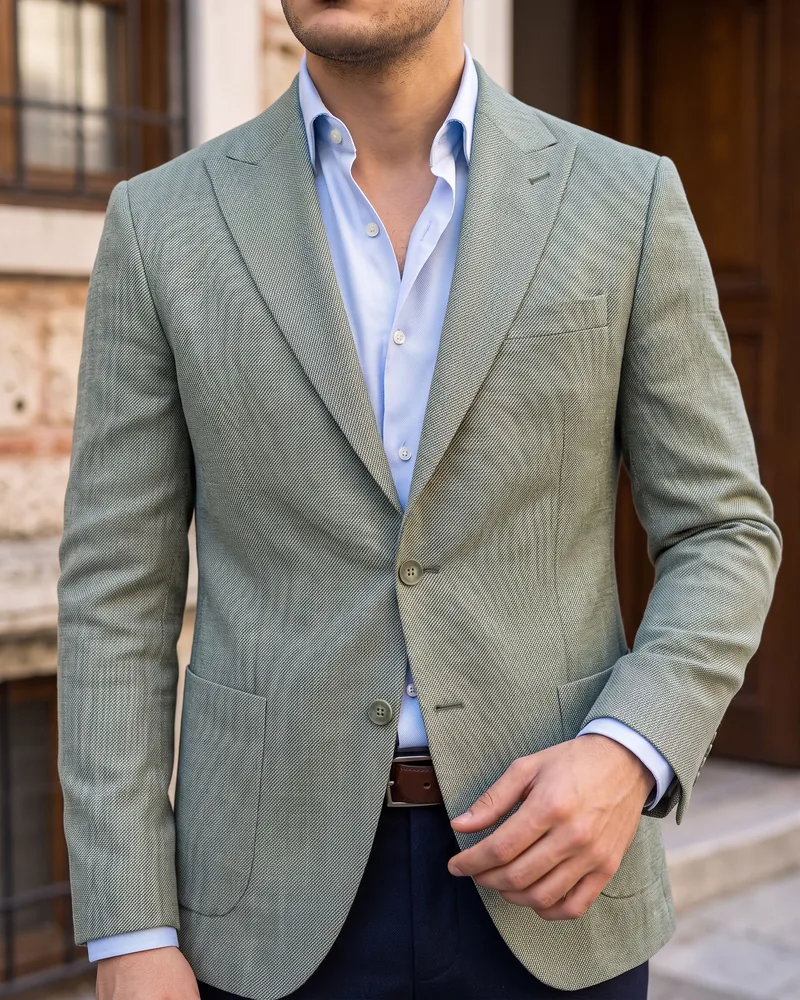 Light Green Blazer detail - Savas Textile