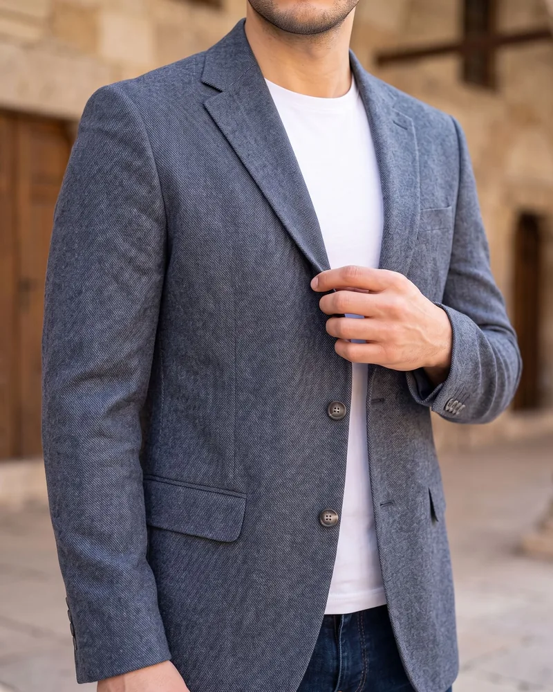 Grey Flannel Blazer detail - Savas Textile