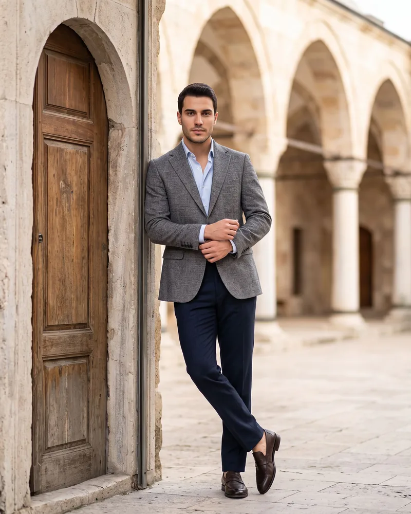 Grey Salt-and-Pepper Blazer - Blazers by Savas Textile
