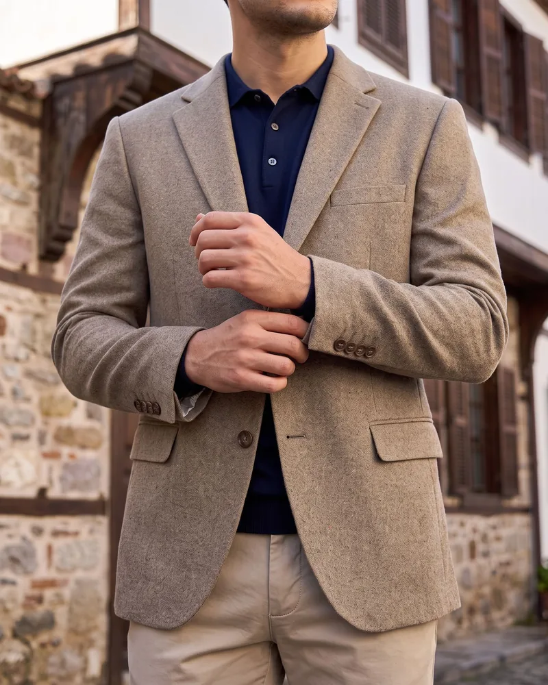 Stone Textured Blazer detail - Savas Textile