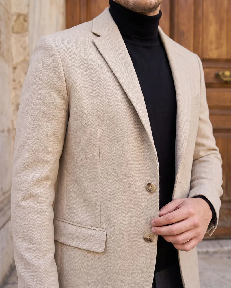 Light Beige Blazer detail - Savas Textile