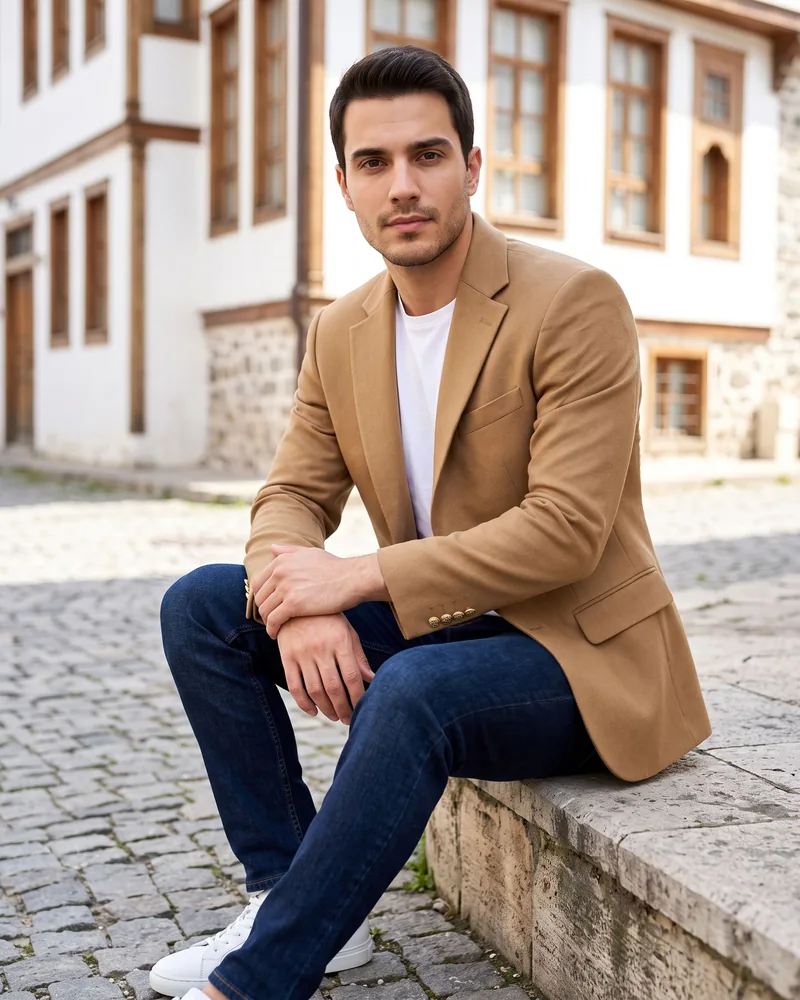 Camel Blazer - Blazers by Savas Textile