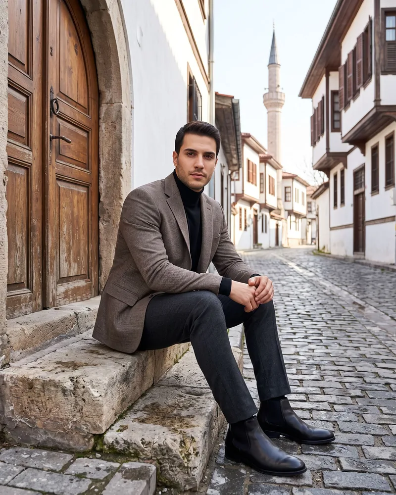 Grey-Brown Textured Blazer - Blazers by Savas Textile