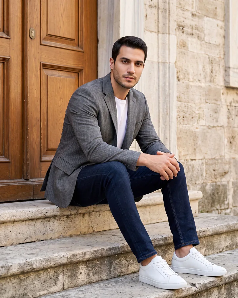 Grey Textured Blazer - Blazers by Savas Textile