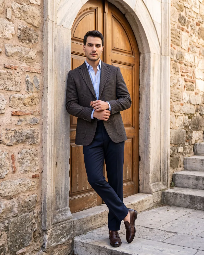 Charcoal Houndstooth Blazer - Blazers by Savas Textile