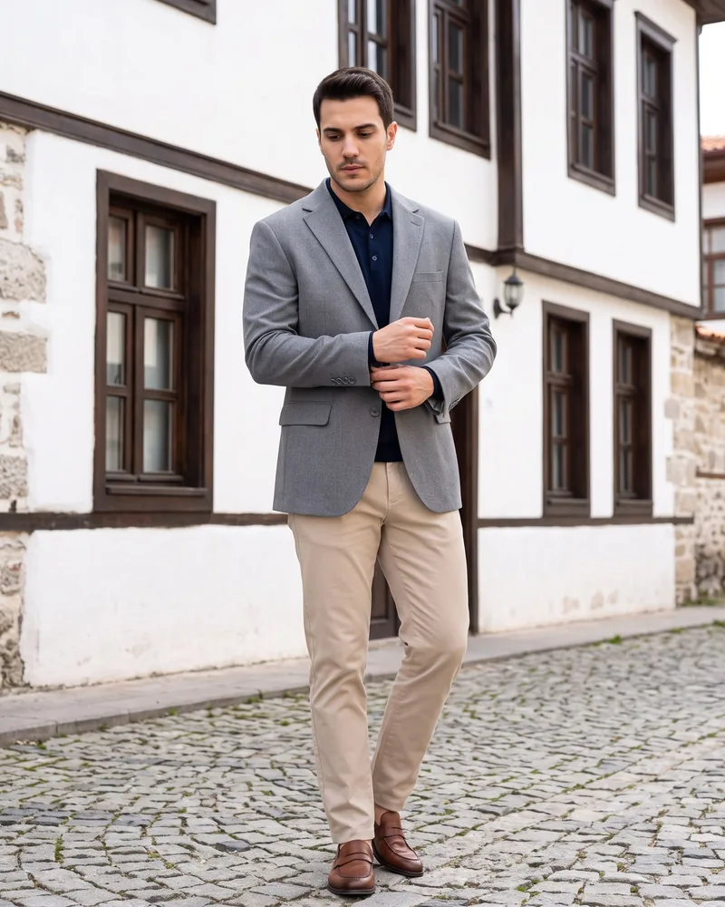 Smoke Grey Blazer - Blazers by Savas Textile