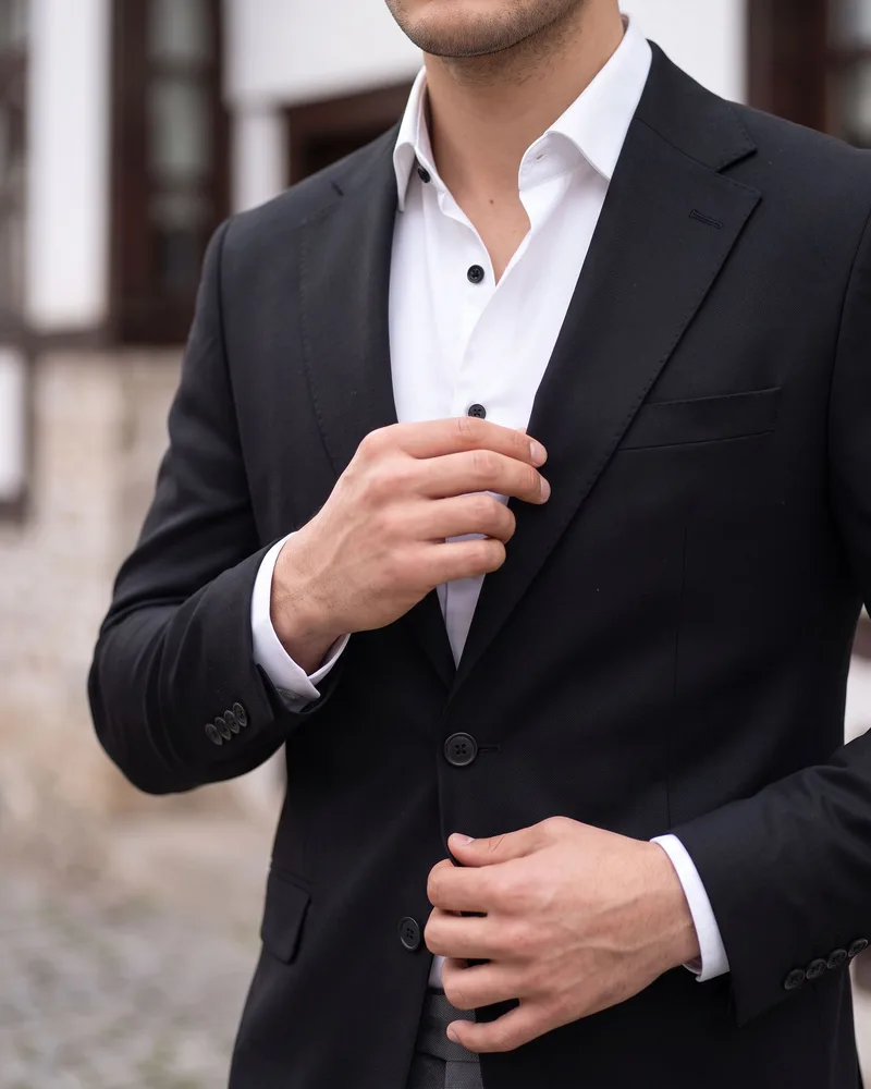 Black Blazer detail - Savas Textile
