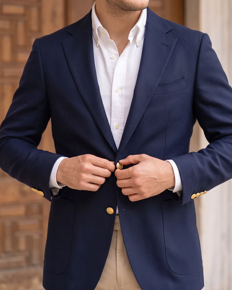 Navy Blazer detail - Savas Textile