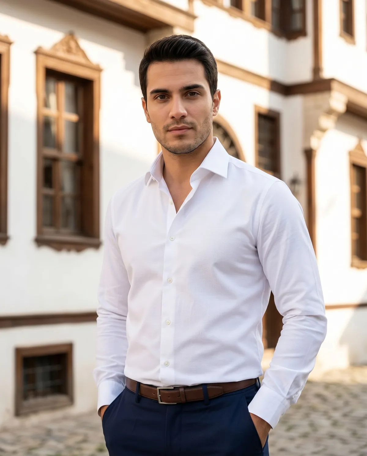 White Oxford Shirt detail - Savas Textile