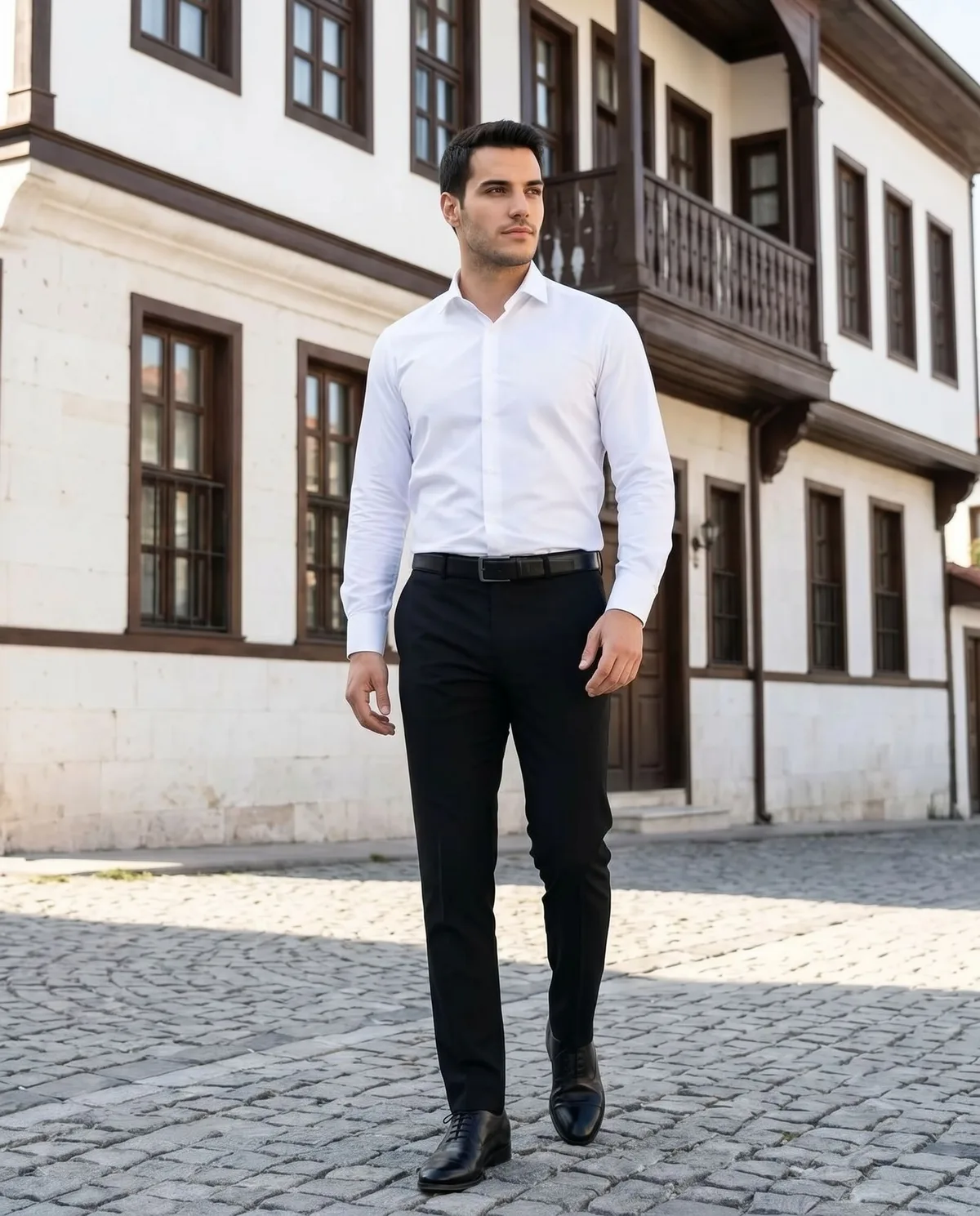 Black Slim Fit Dress Trousers detail - Savas Textile