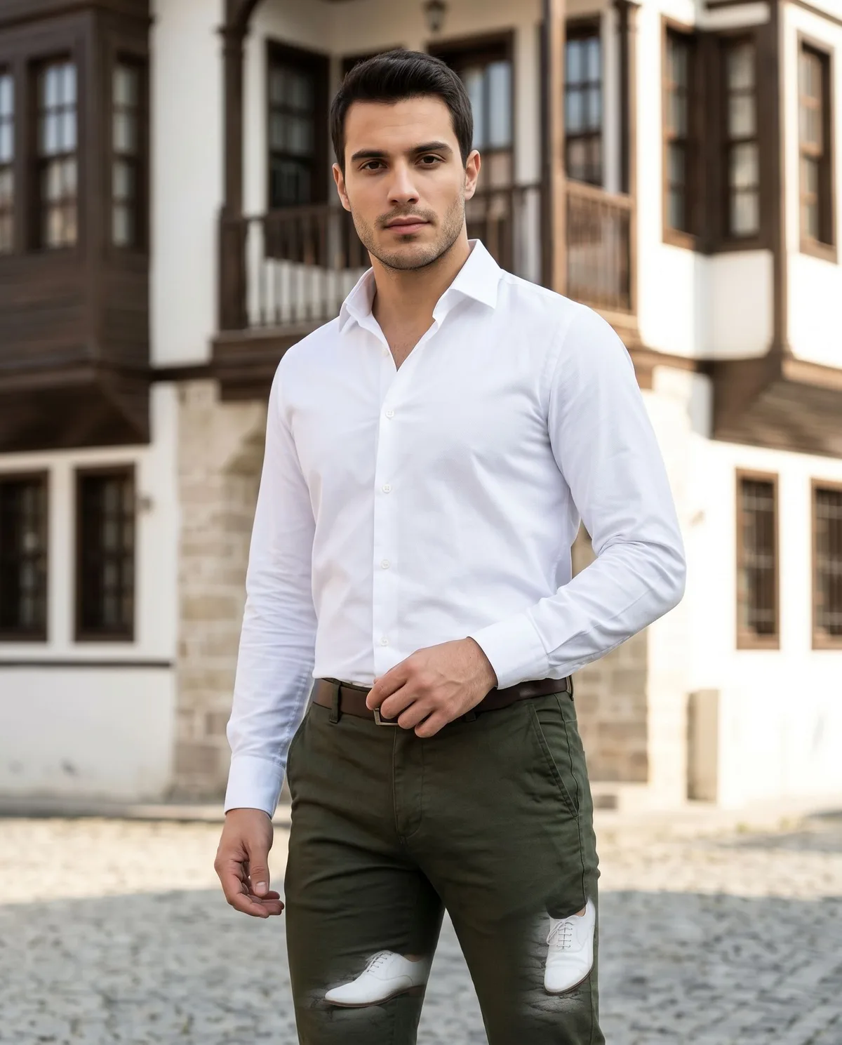 Dark Green Slim Trousers detail - Savas Textile