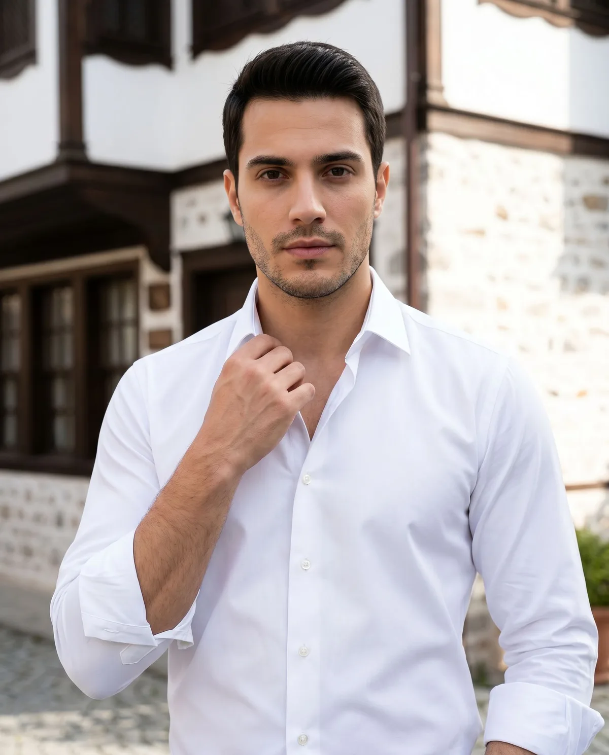 White Classic Shirt detail - Savas Textile