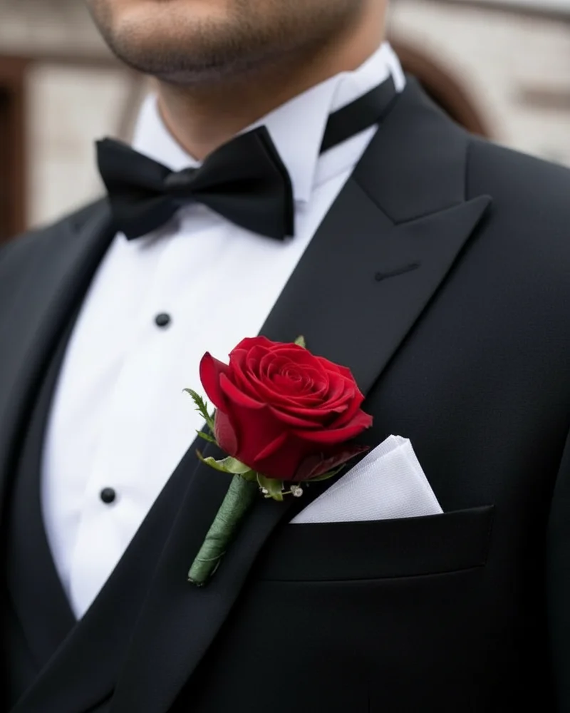 Black Wedding Suit - Bow Tie detail - Savas Textile