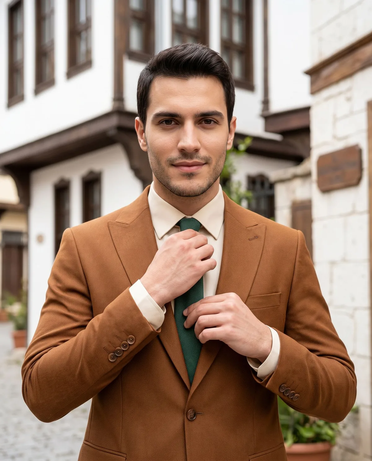 Brown Suit Look detail - Savas Textile
