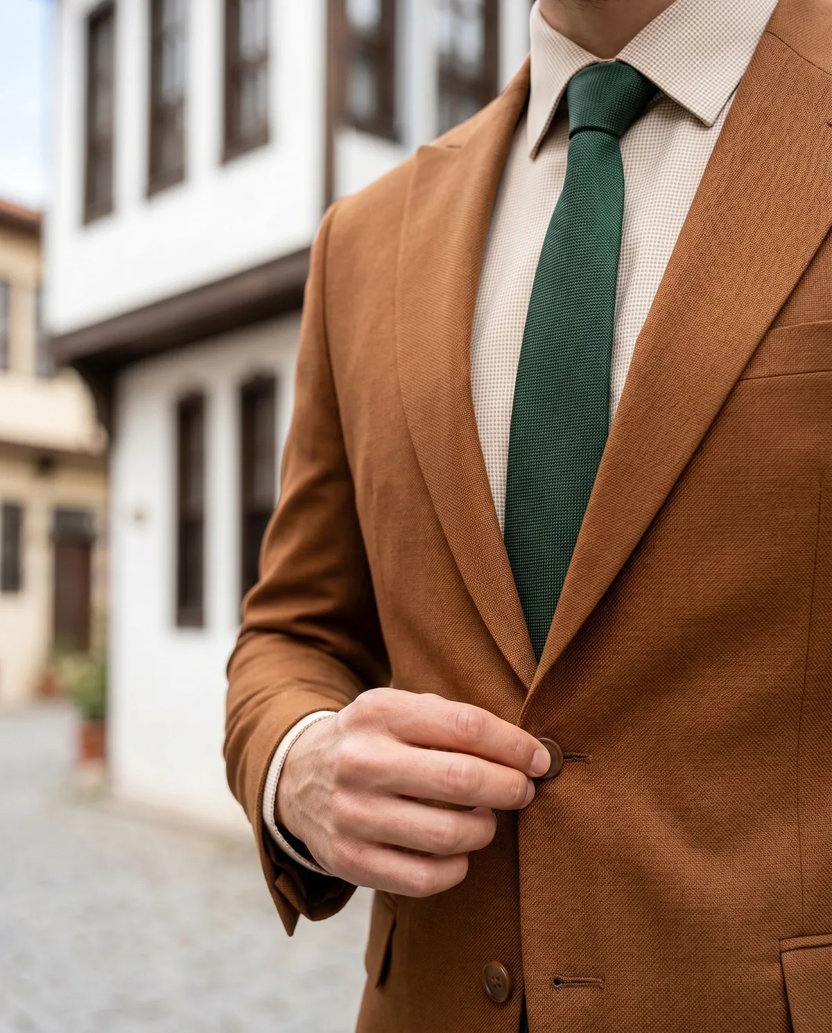 Brown Suit Look detail - Savas Textile