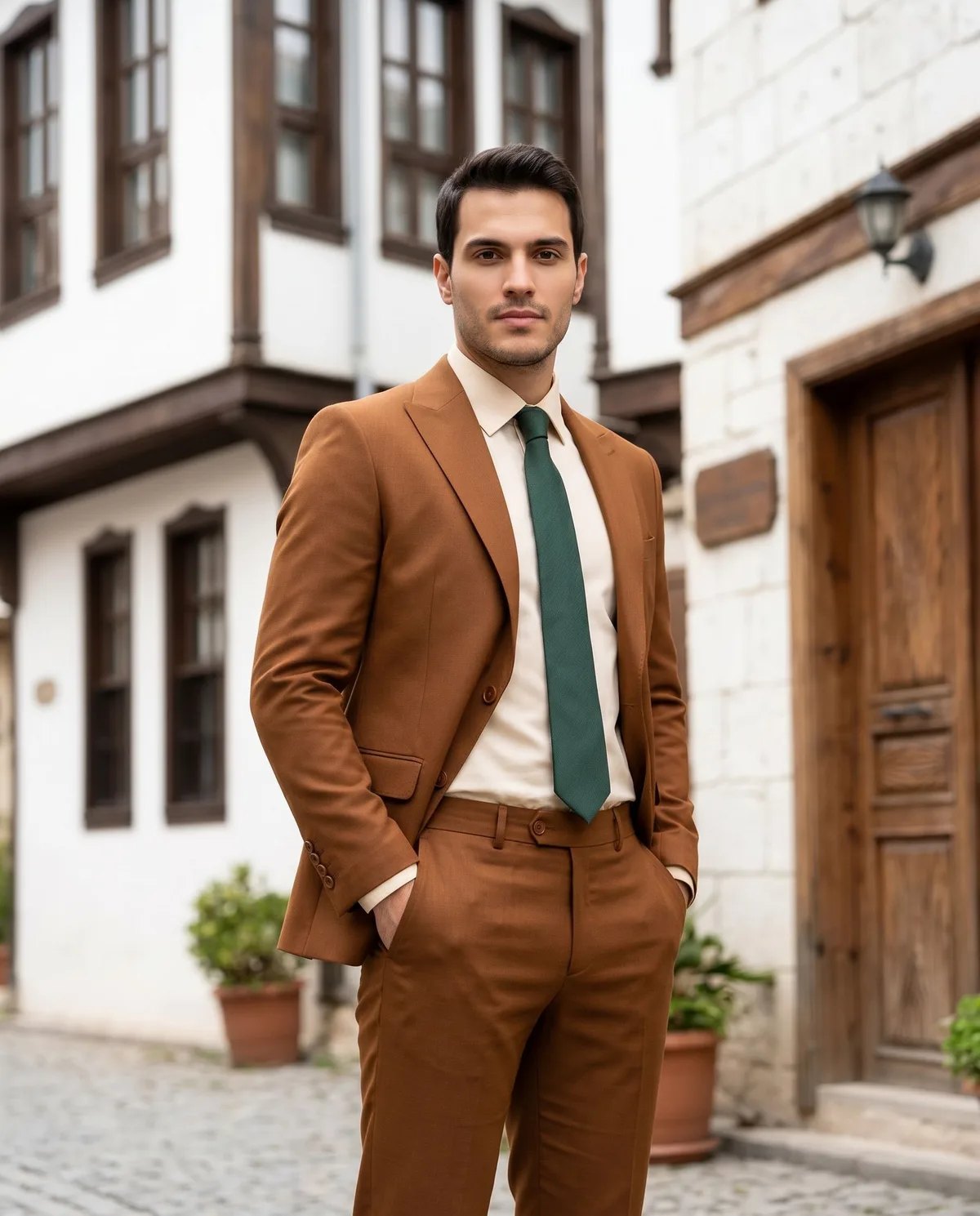 Brown Suit Look detail - Savas Textile