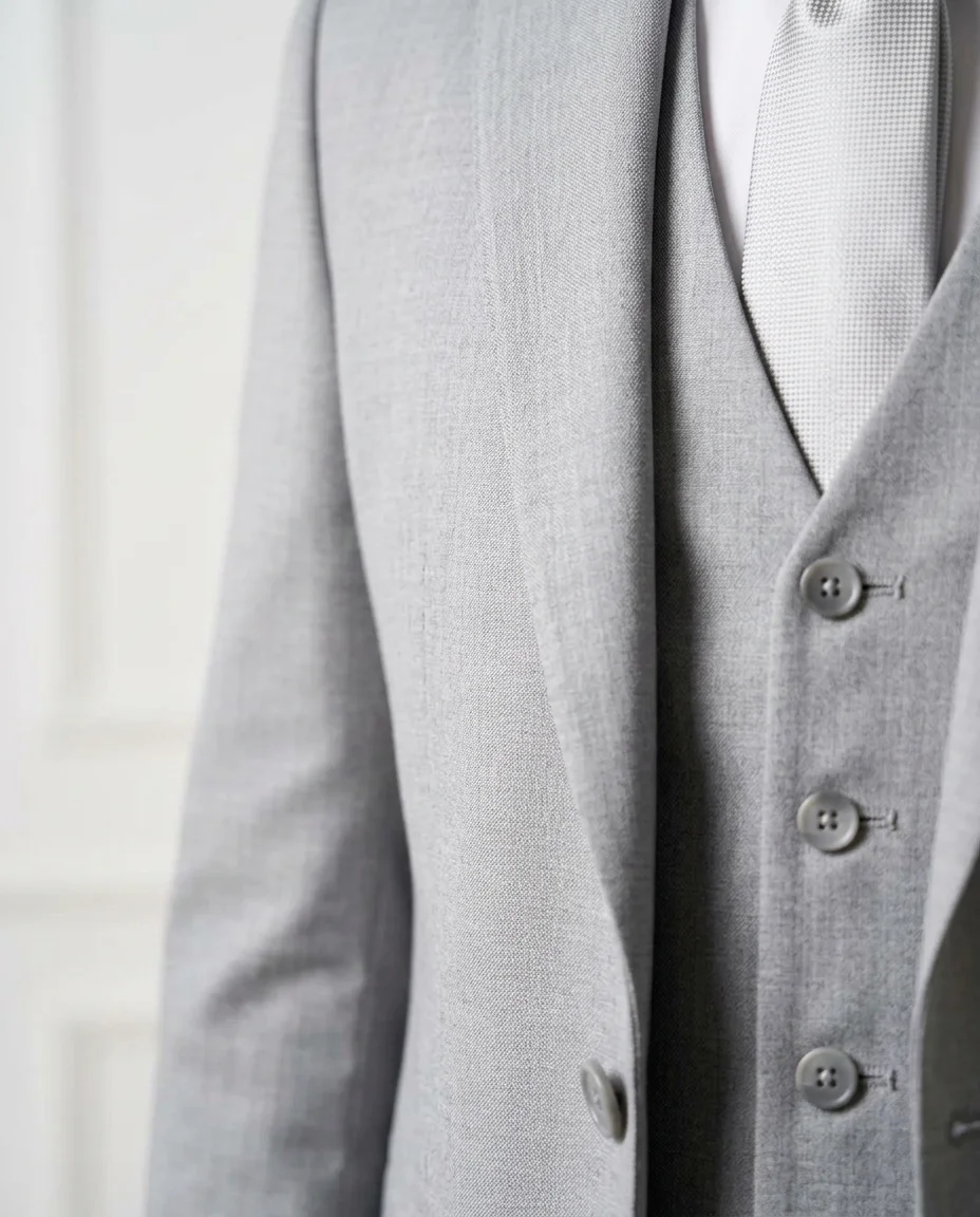 Grey Wedding Suit Look detail - Savas Textile