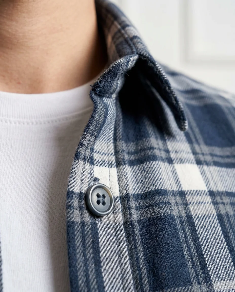 Checked Shirt Look detail - Savas Textile