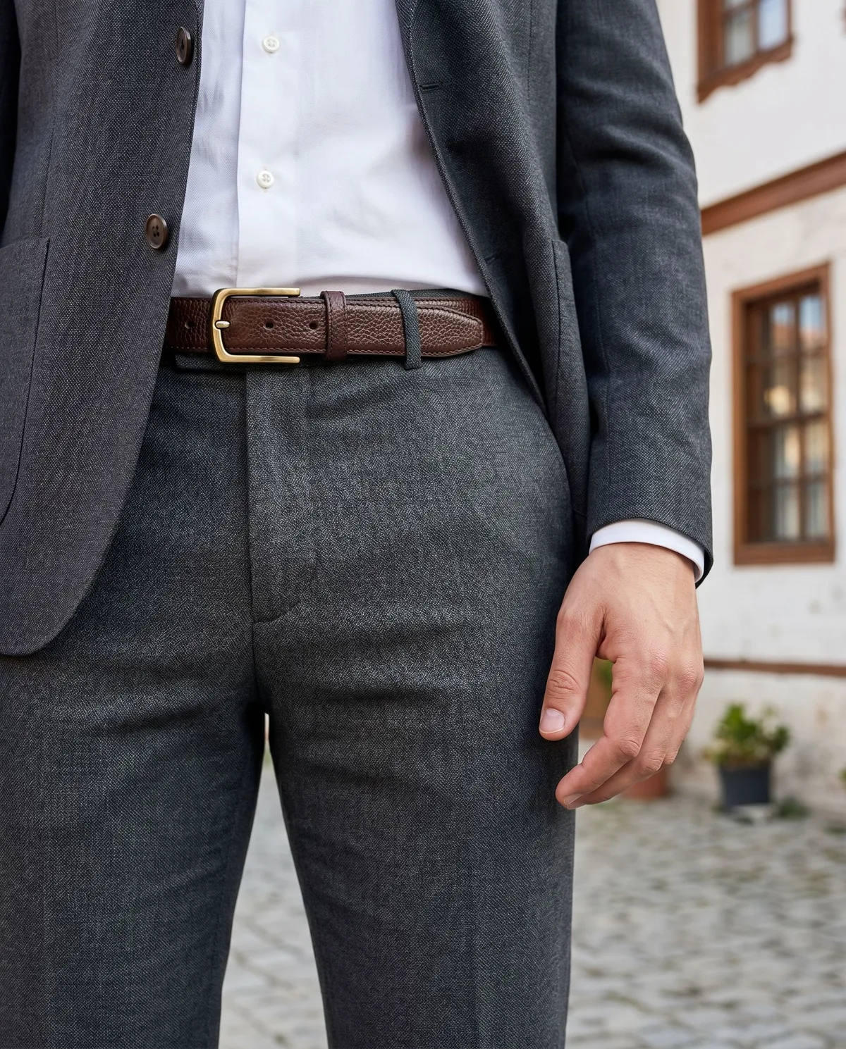 Charcoal Trousers + Blazer Look detail - Savas Textile