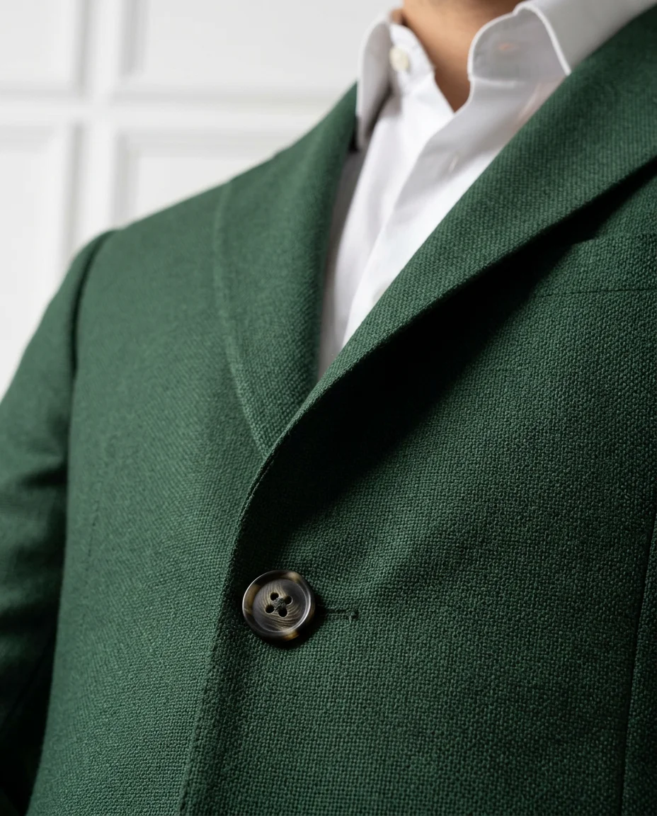 Green Blazer Look detail - Savas Textile