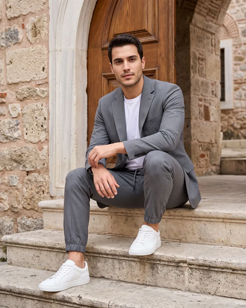 Grey Suit with Jogger Trousers - Premium Turkish Suits by Savas Textile