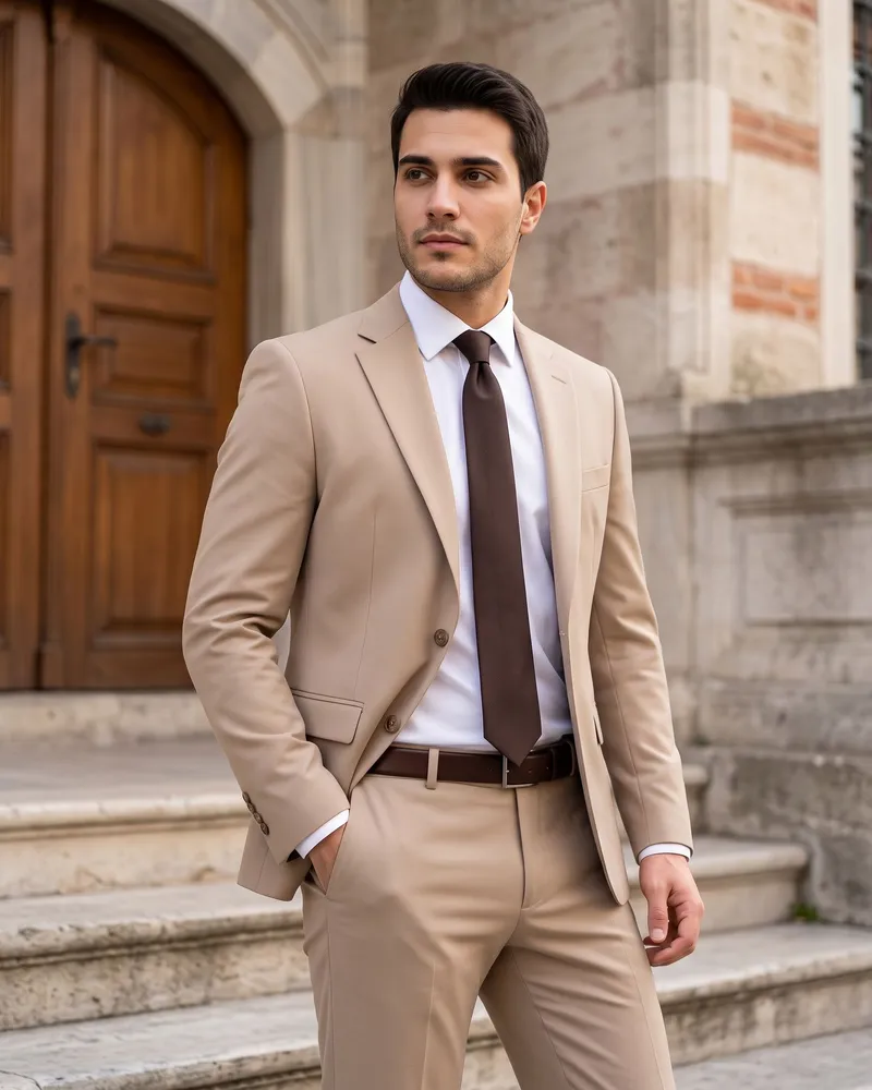 Beige Suit Full Set - Premium Turkish Suits by Savas Textile