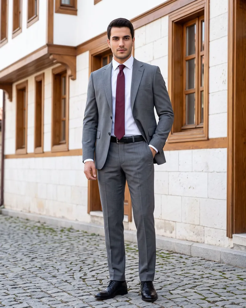 Grey Suit Full Set detail - Savas Textile