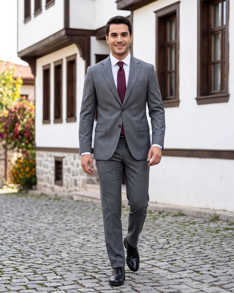 Grey Suit Full Set - Premium Turkish Suits by Savas Textile