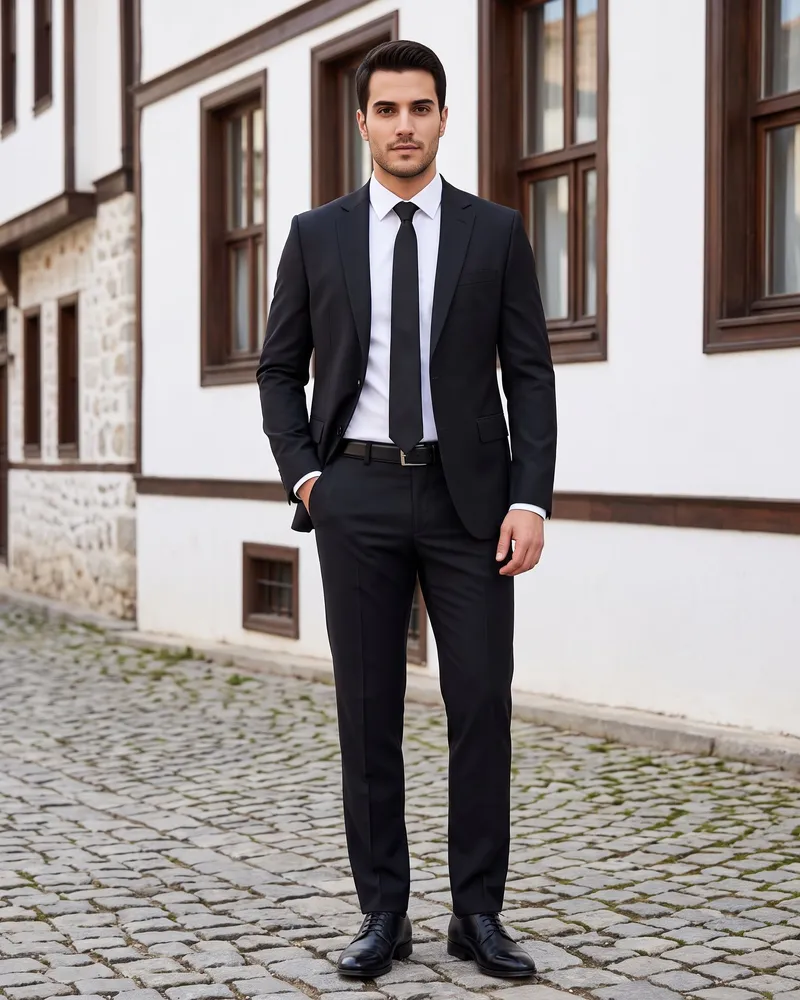 Black Suit Premium Set detail - Savas Textile
