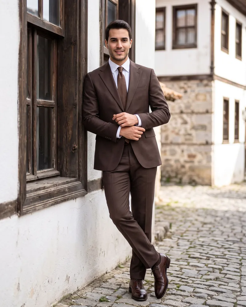 Brown Suit Premium Set - Premium Turkish Suits by Savas Textile