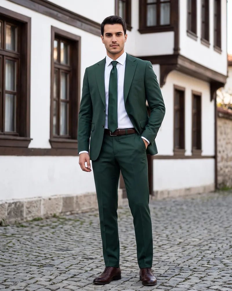 Green Suit Premium Set detail - Savas Textile