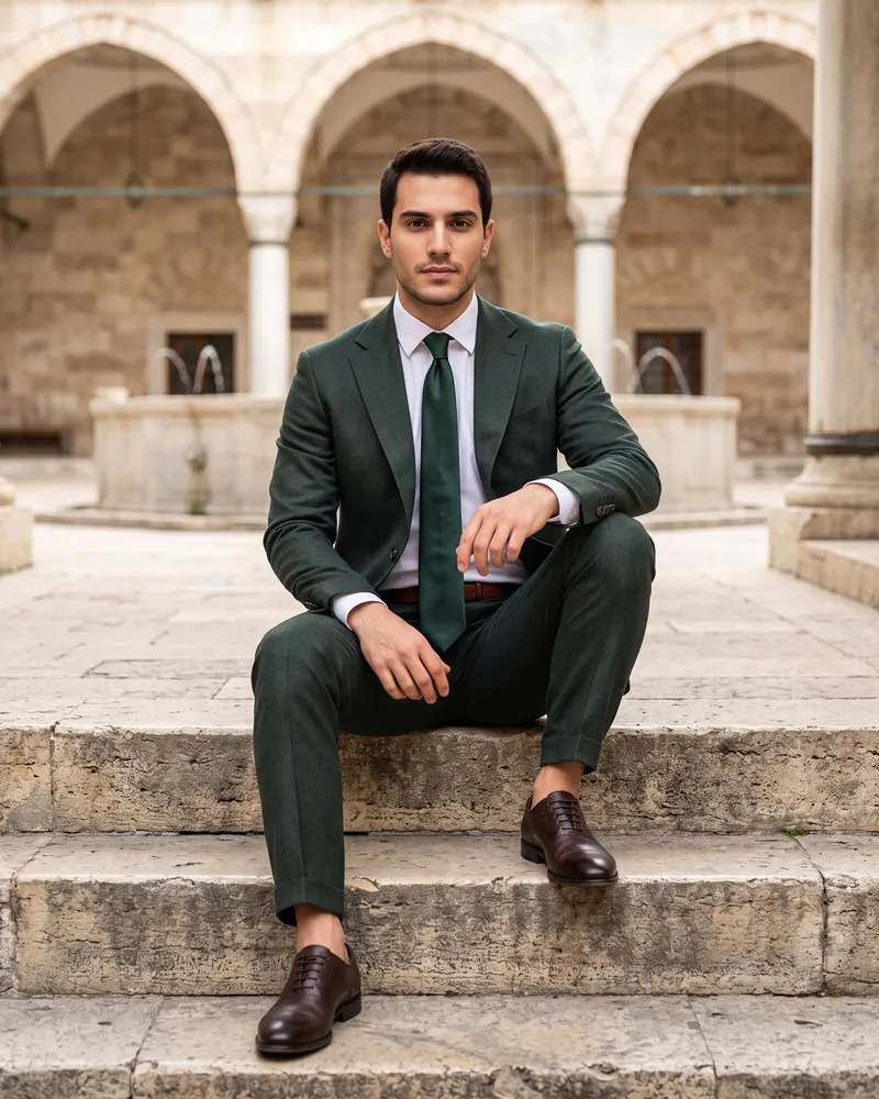 Green Suit Premium Set - Premium Turkish Suits by Savas Textile