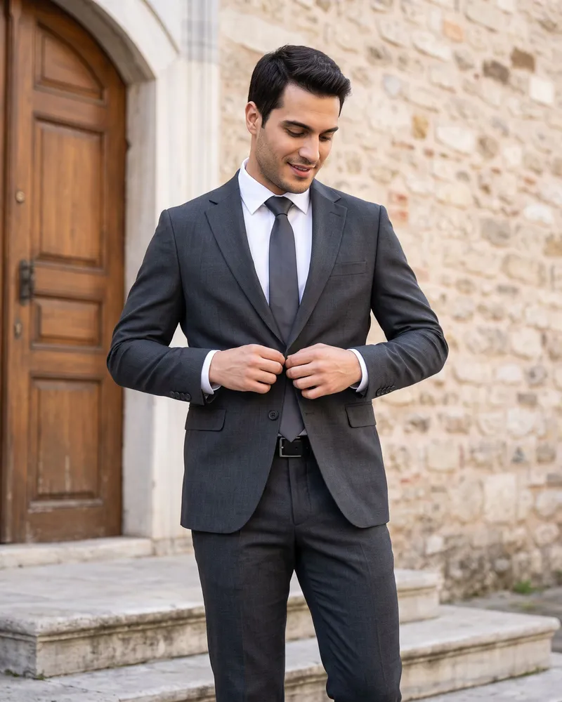 Smoke Grey Suit Premium Set - Premium Turkish Suits by Savas Textile